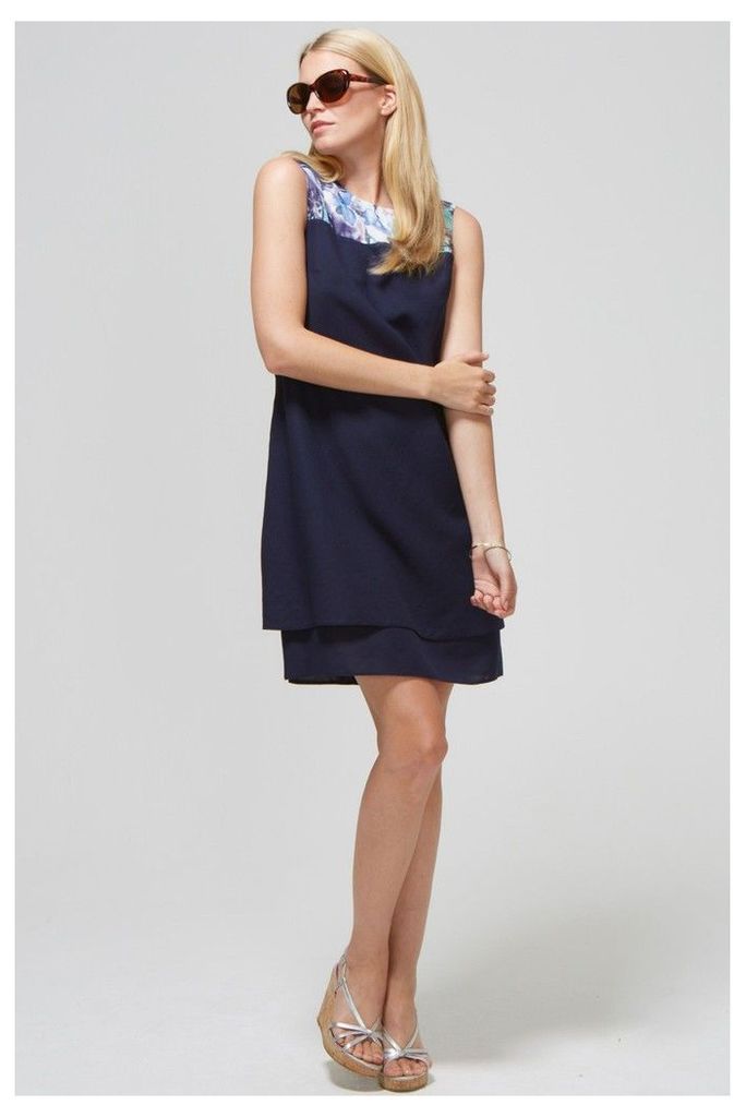 Womens HotSquash Navy Chiffon Double Layered Dress -  Blue