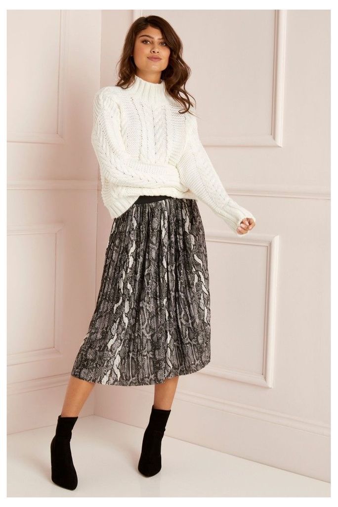 Lipsy Pleated Skirt - 10 - Grey