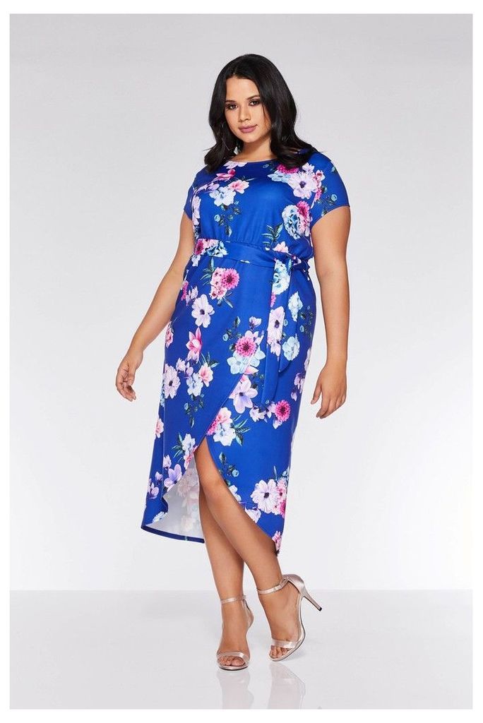 Womens Quiz Curve Floral Midi Dress -  Blue