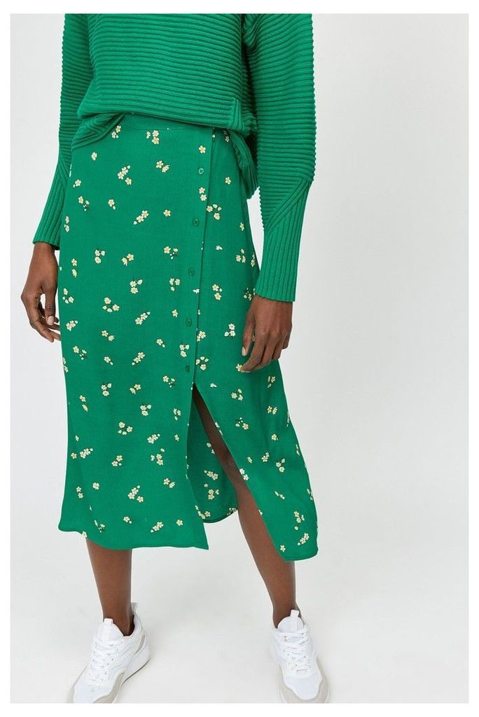 Womens Warehouse Green Verity Ditsy Floral Midi Skirt -  Green