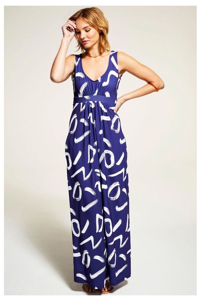 Womens HotSquash Navy Sleeveless Empire Line Maxi Dress -  Blue