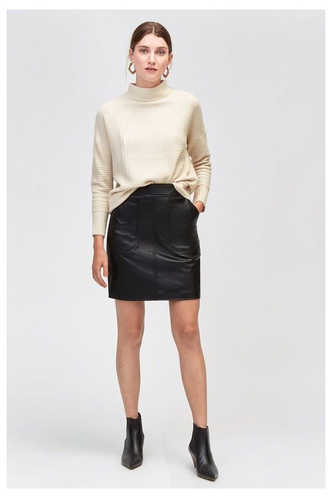 Womens Warehouse Black Pocket Detail PU Skirt -  Black
