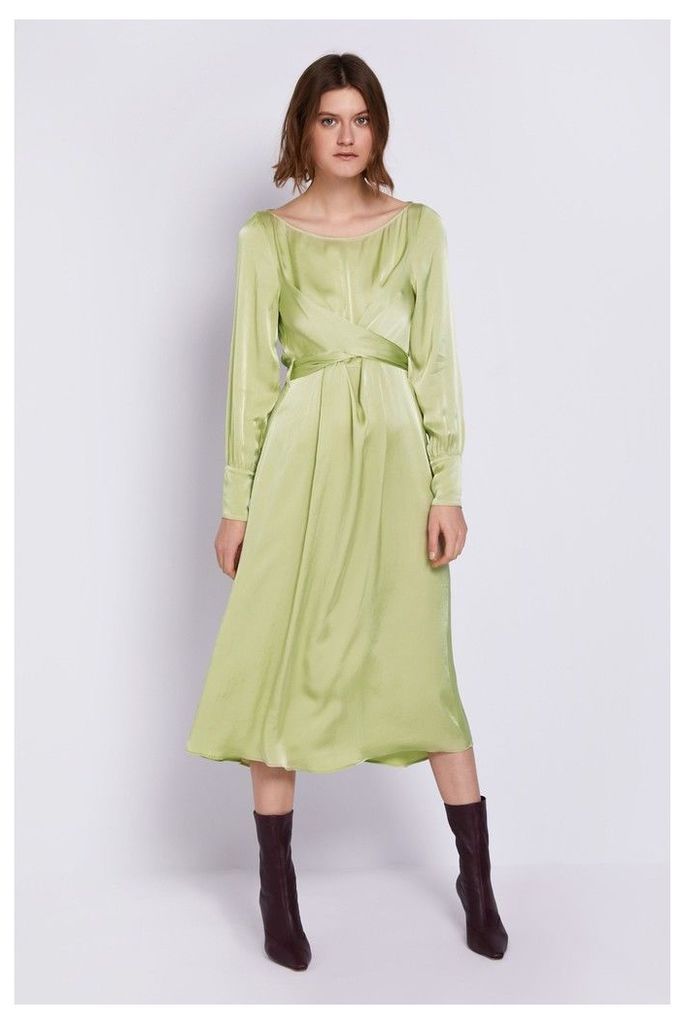 Womens Ghost London Green Cassie Chartreuse Satin Dress -  Green