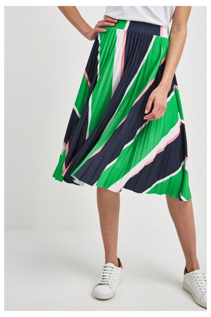 Womens Next Green Stripe Pleated Skirt -  Green