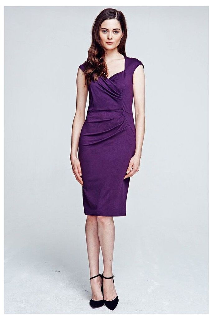 Womens HotSquash Damson Short Sleeved Dress With Cross Over Top -  Purple