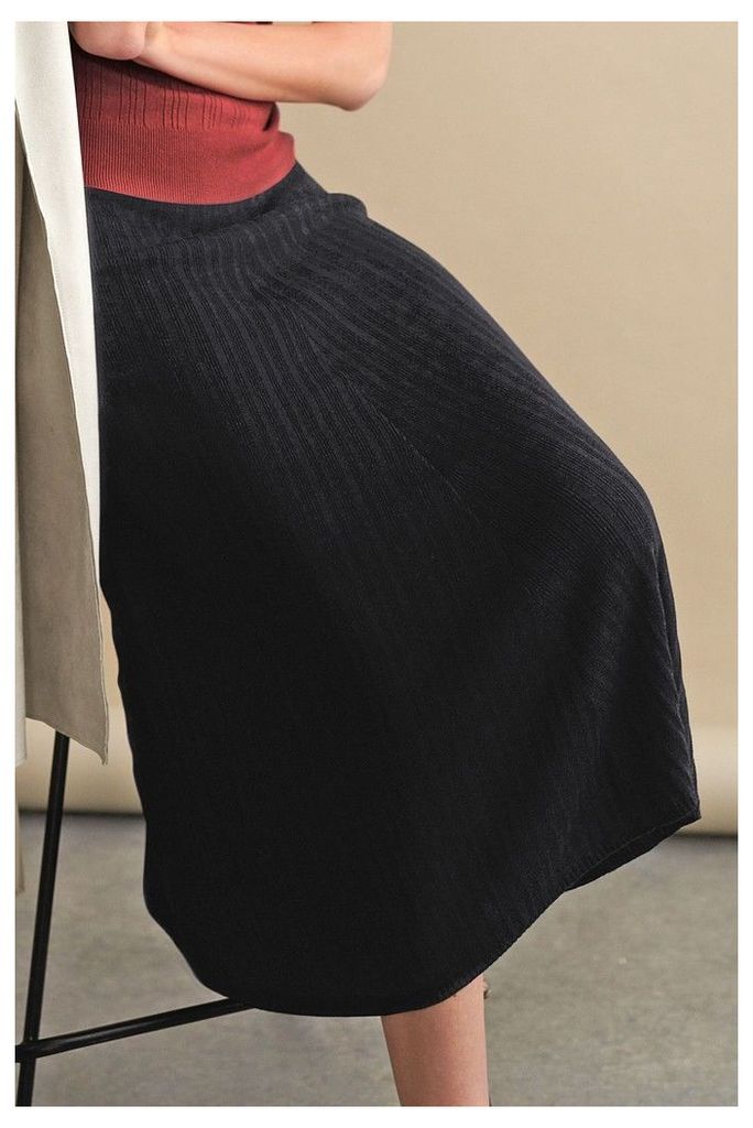 Womens Next Black Pleated Midi Skirt -  Black