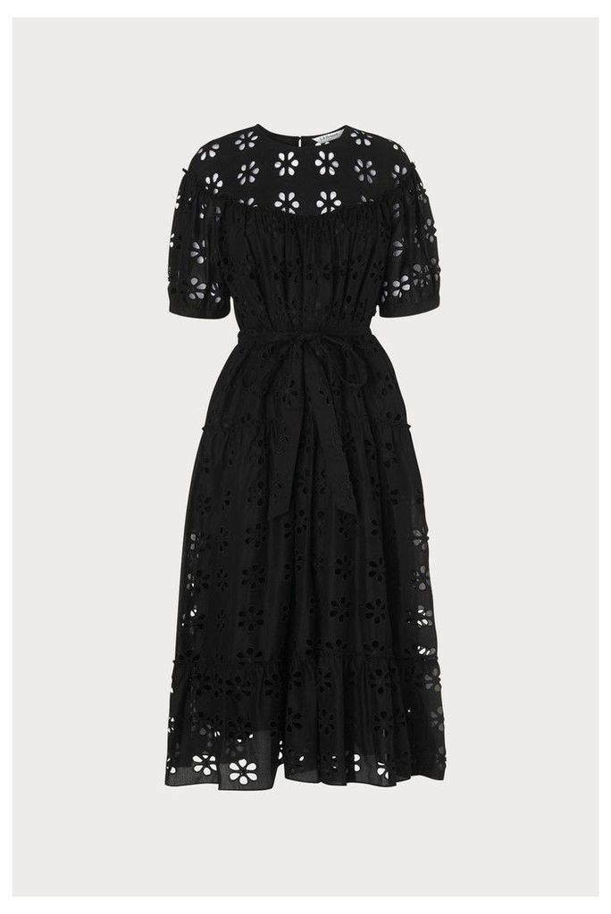 Womens L.K.Bennett Black Rego Broderie Cotton Dress -  Black