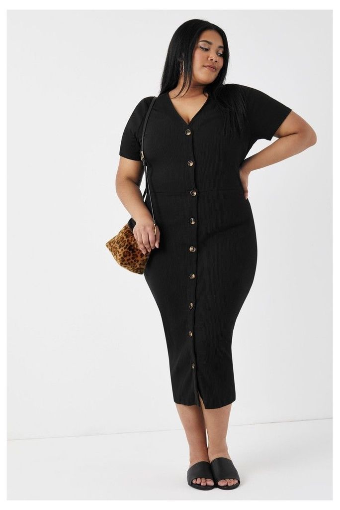Womens Glamorous Curve Midi Dress -  Black