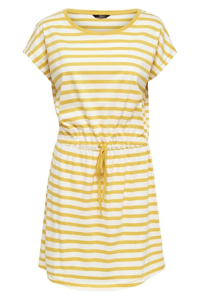Womens Only Stripe Print Jersey Dress -  Yellow