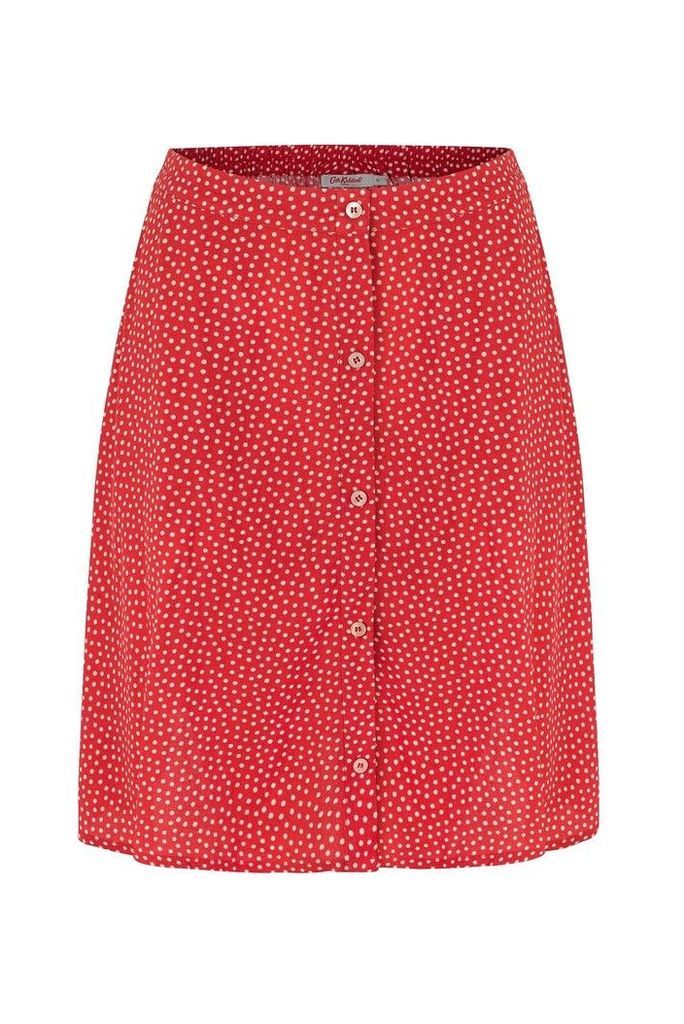 Womens Cath Kidston Red Scattered Spot Button Through Skirt -  Red