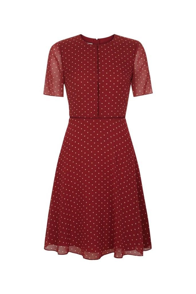Womens Hobbs Red Cecily Spot Dress -  Red