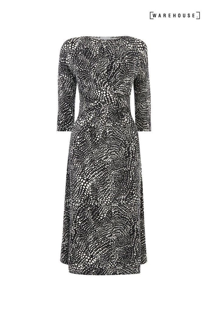 Womens Warehouse Black Abstract Crocodile Print Dress -  Black