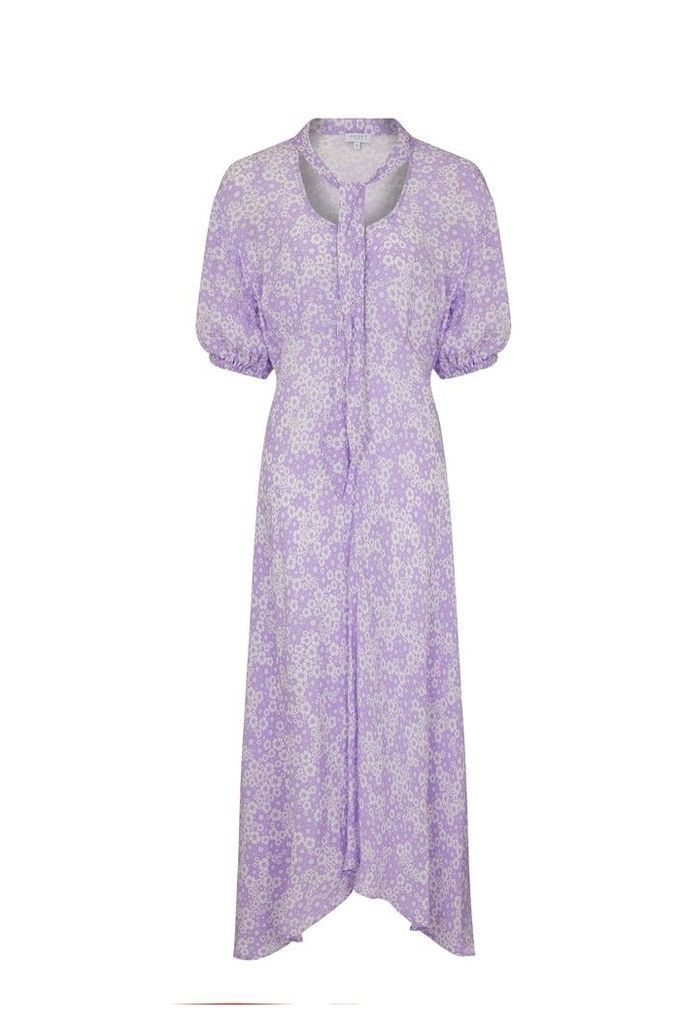 Womens Ghost London Purple Alma Lilian Floral Print Crepe Dress -  Purple