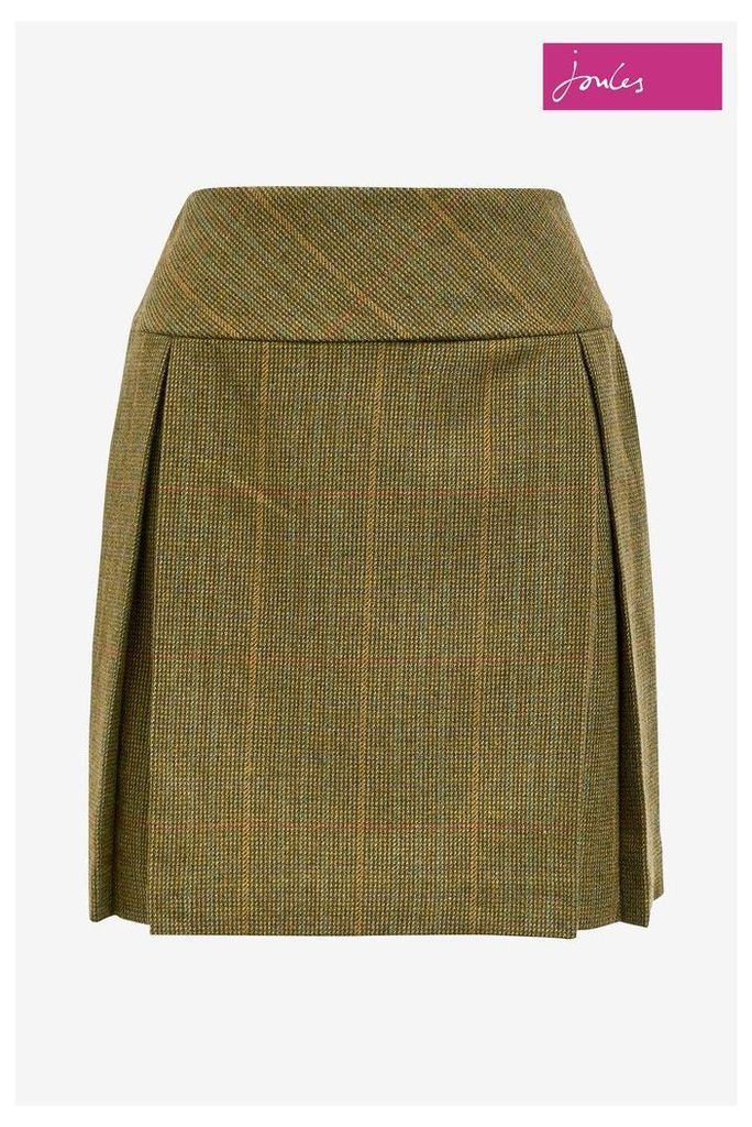 Womens Joules Aggie Mrtoad Tweed A-Line Skirt -  Green