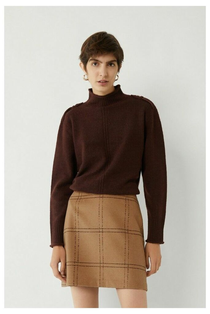 Womens Warehouse Brown Windowpane Mini Pelmet Skirt -  Brown