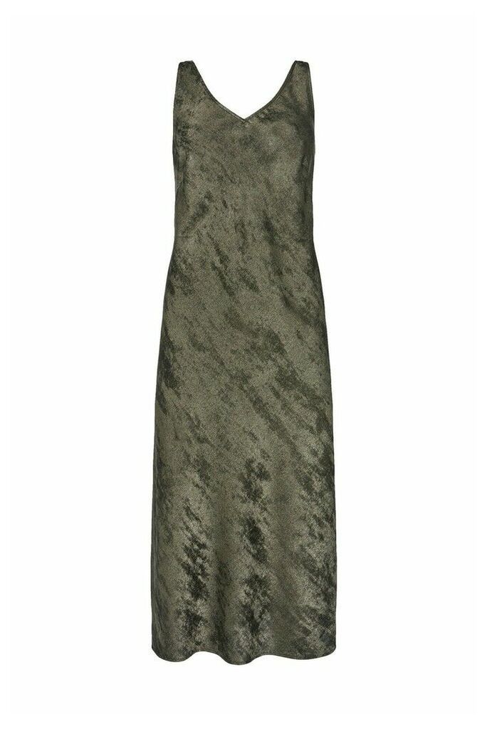 Womens Mint Velvet Pewter Shimmer Slip Midi Dress -  Grey