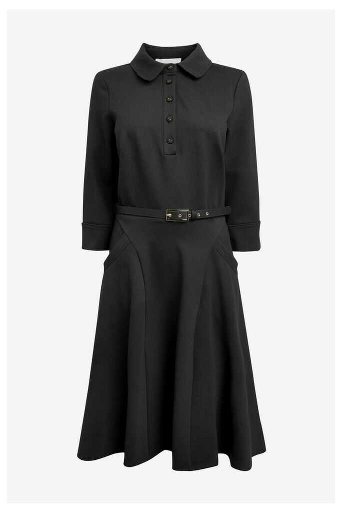 Womens Phase Eight Black Enola Belted Ponte Shirt Dress -  Black