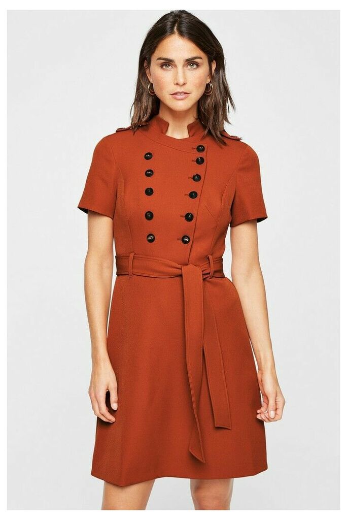 Womens Damsel In A Dress Orange Button Detail Dress -  Brown