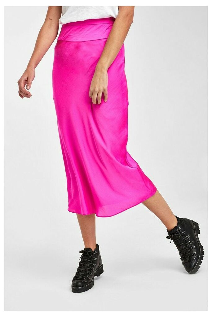 Womens Free People Pink Satin Midi Skirt -  Pink