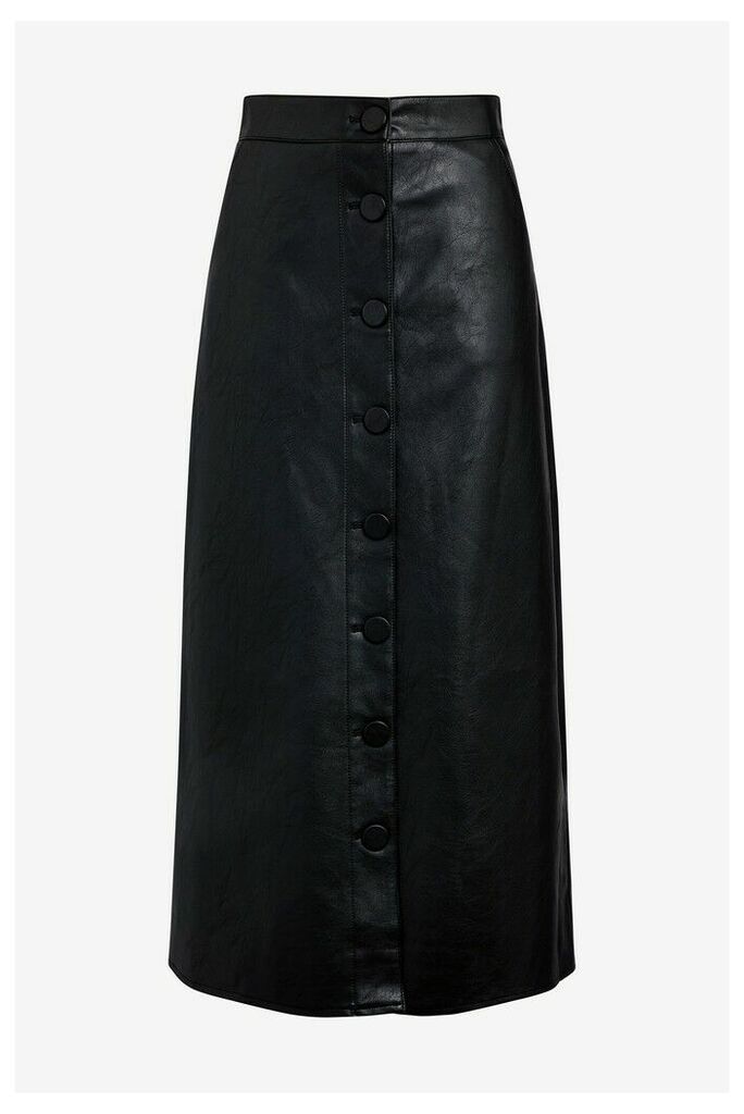 Womens Warehouse Black Faux Leather Midi Skirt -  Black