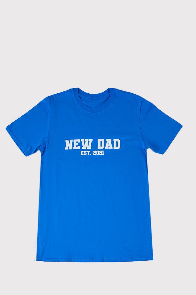 Blue Tshirts - Father'S Day Blue 'New Dad Est 2021' Slogan Tshirt