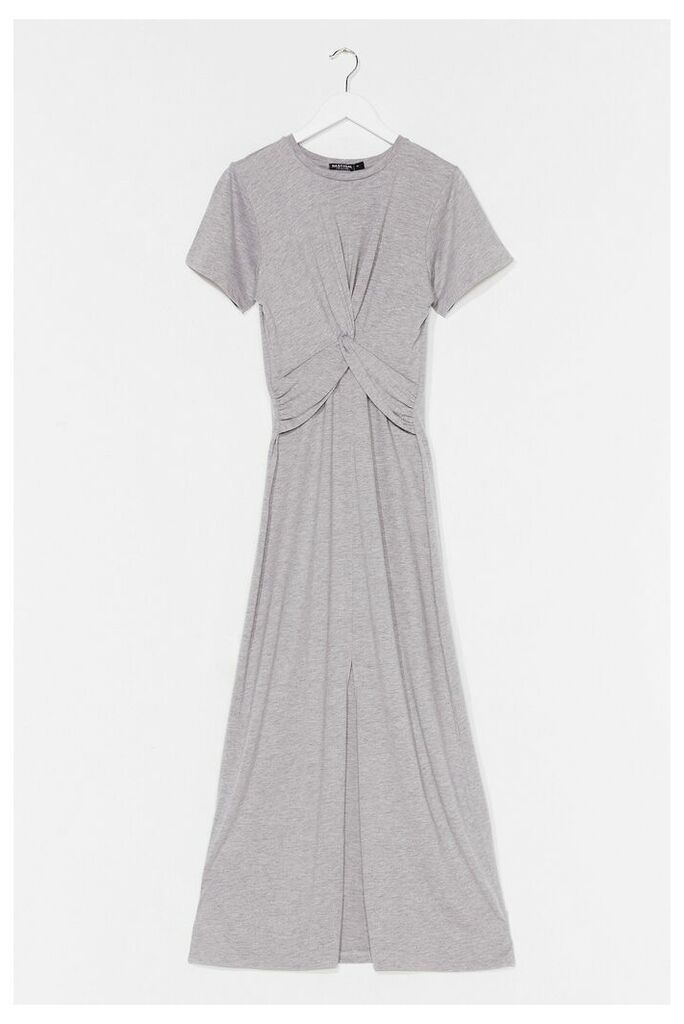 Womens Casual T-Shirt Maxi Dress - Grey - L, Grey