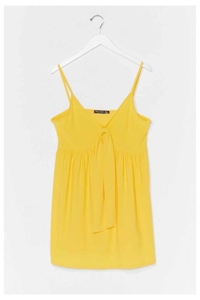 Womens Plus Size Tie Front Cami Mini Dress - Yellow - 22, Yellow