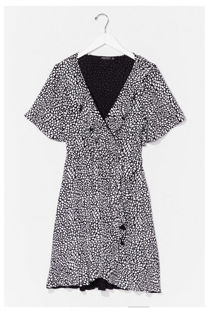 Womens Plus Size Dalmatian Mini Wrap Dress - Black - 24, Black