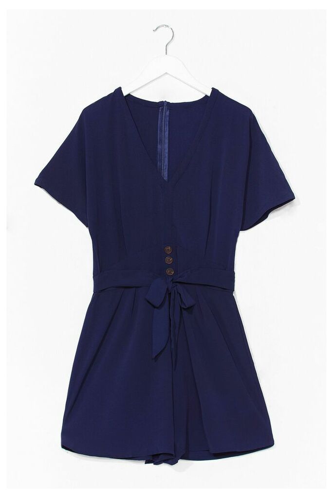 Womens Turn It On Belted Relaxed Playsuit - Navy - XS, Navy