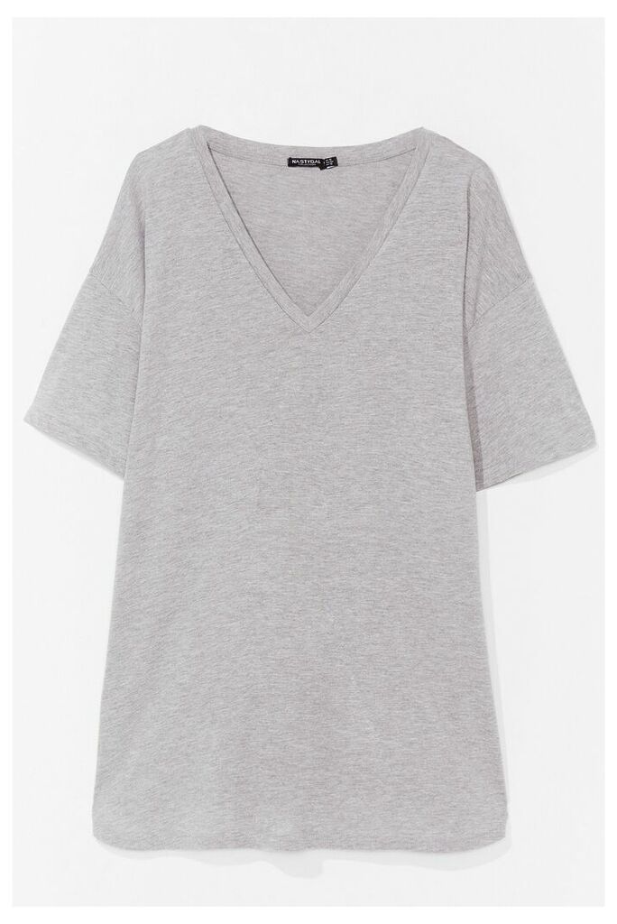 Womens Plus Size V Neck Mini T-Shirt Dress - Grey - 16, Grey