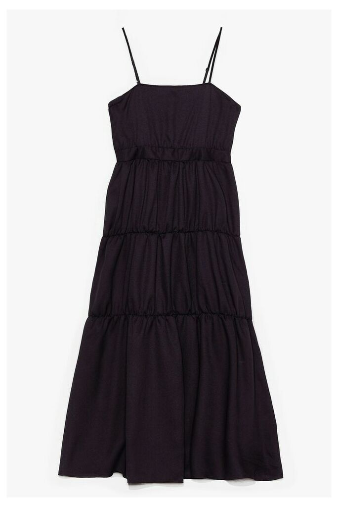 Womens Plus Size Tiered Strappy Maxi Dress - Black - 22, Black