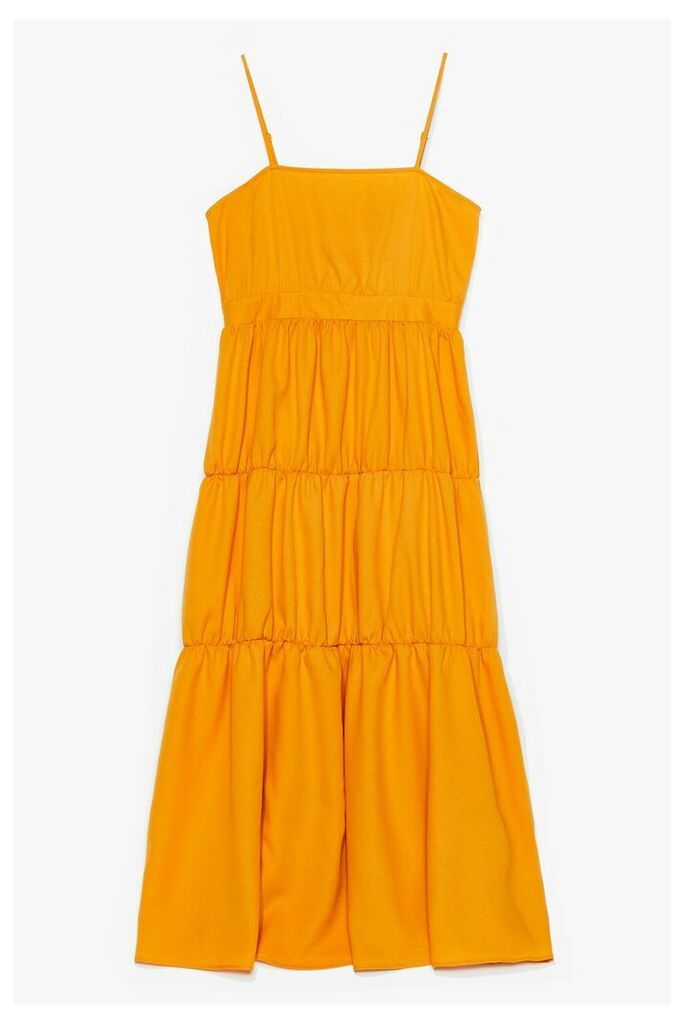 Womens Plus Size Tiered Strappy Maxi Dress - Yellow - 18, Yellow