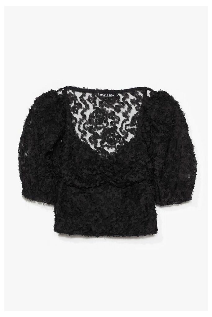Womens Textured From My Ex's Floral Cropped Blouse - Black - M, Black