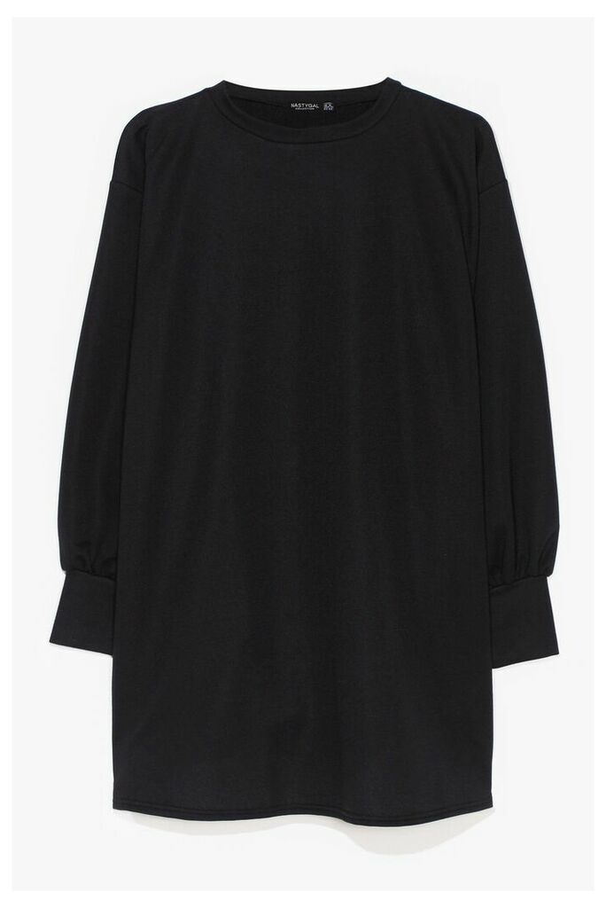 Womens Plus Size Mini Sweatshirt Dress - Black - 28, Black