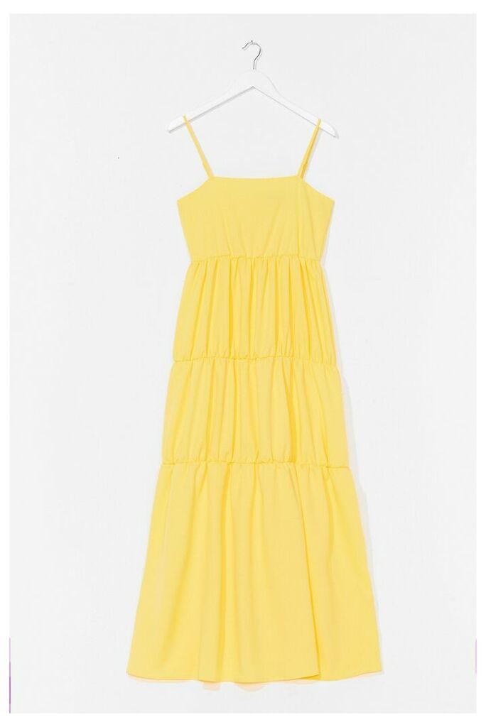 Womens Cami Tiered Maxi Dress - Yellow - 10, Yellow