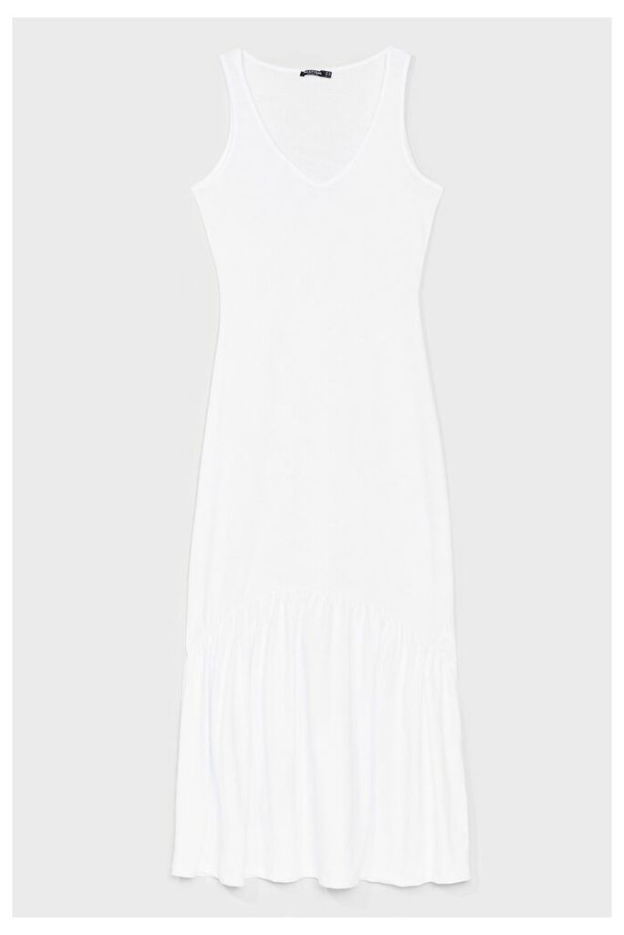 Womens Sleeveless V Neck Loose Maxi Dress - White - 6, White