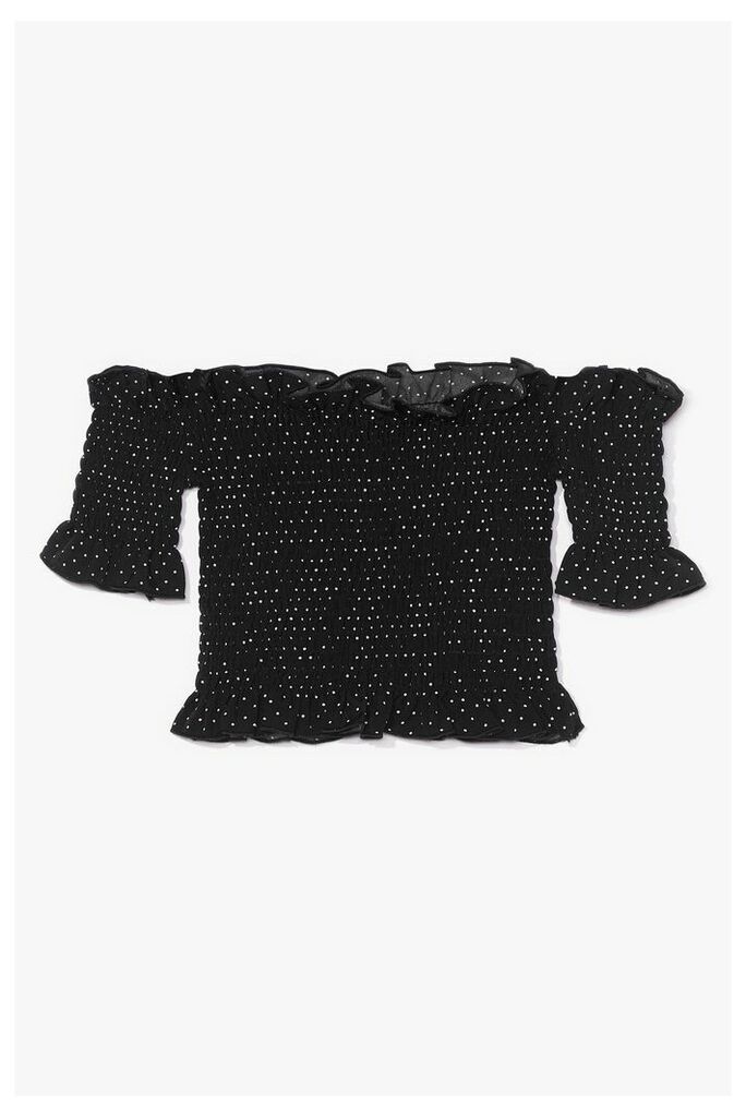 Womens We Know Just the Spot Shirred Crop Top - Black - 12, Black
