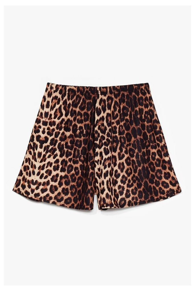 Womens Leopard Print HIgh Waisted Shorts - Black - 6, Black