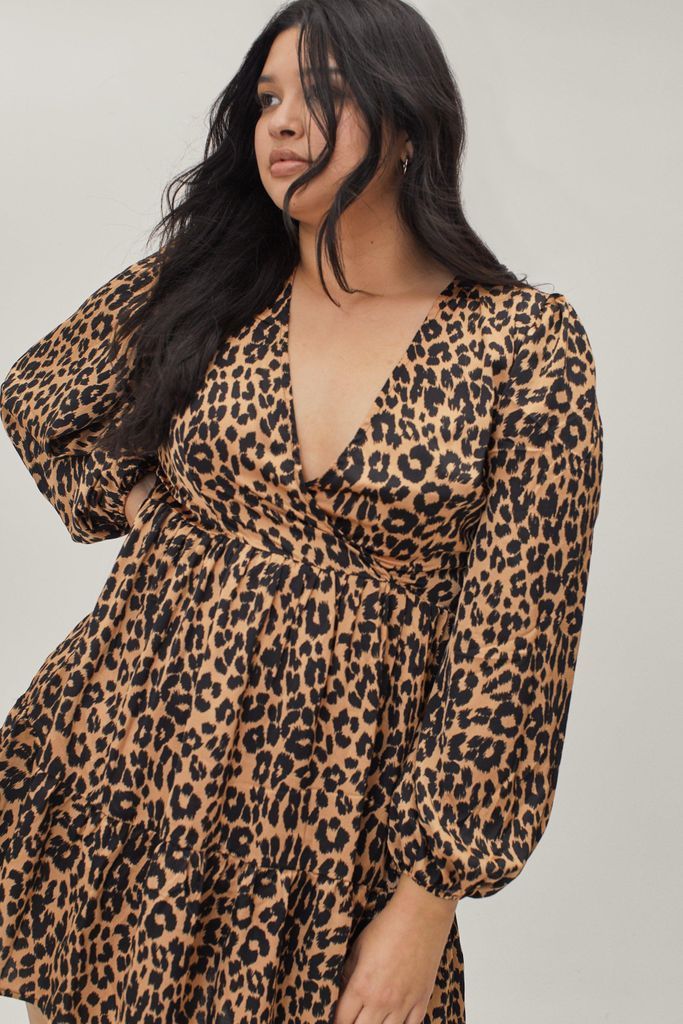 Womens Tell 'Em Prowl It is Leopard Plus Dress - Brown - 16, Brown