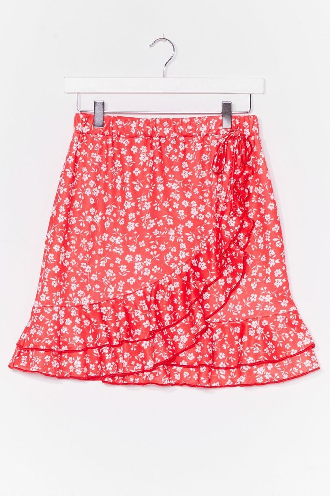 Womens In Floral Treat Wrap Mini Skirt - Red - 10, Red