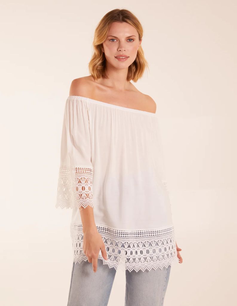 Round Neck Detail Blouse - S/M / IVORY