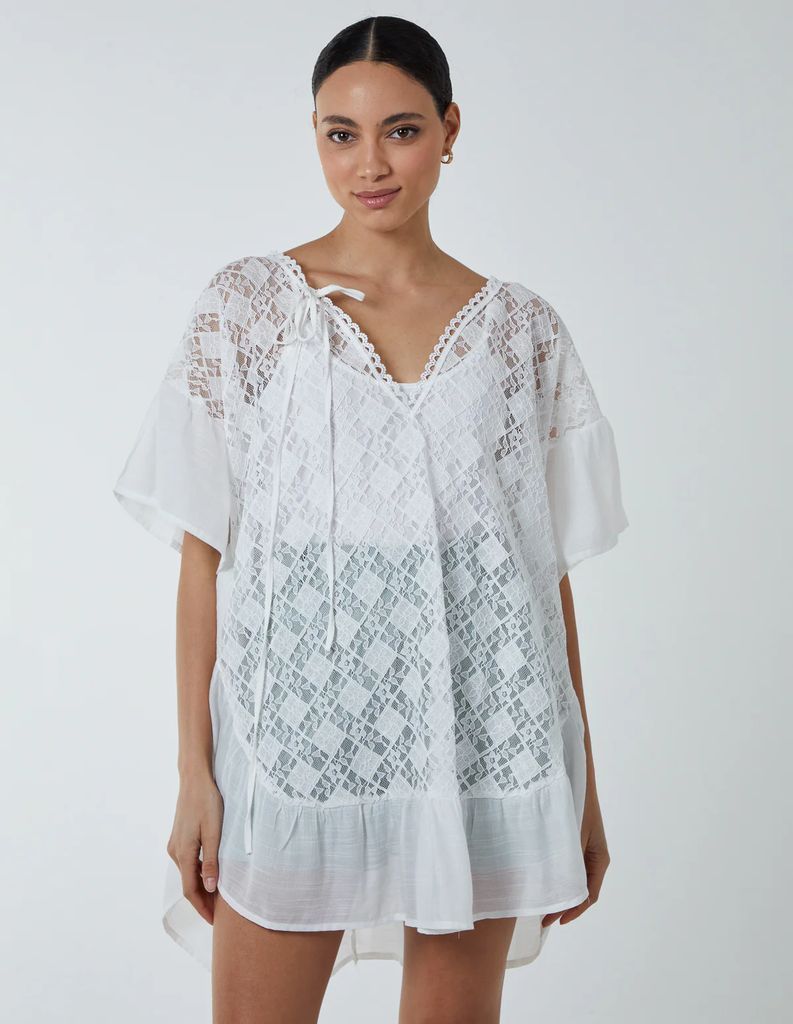 Crochet Frill Top - ONE / IVORY