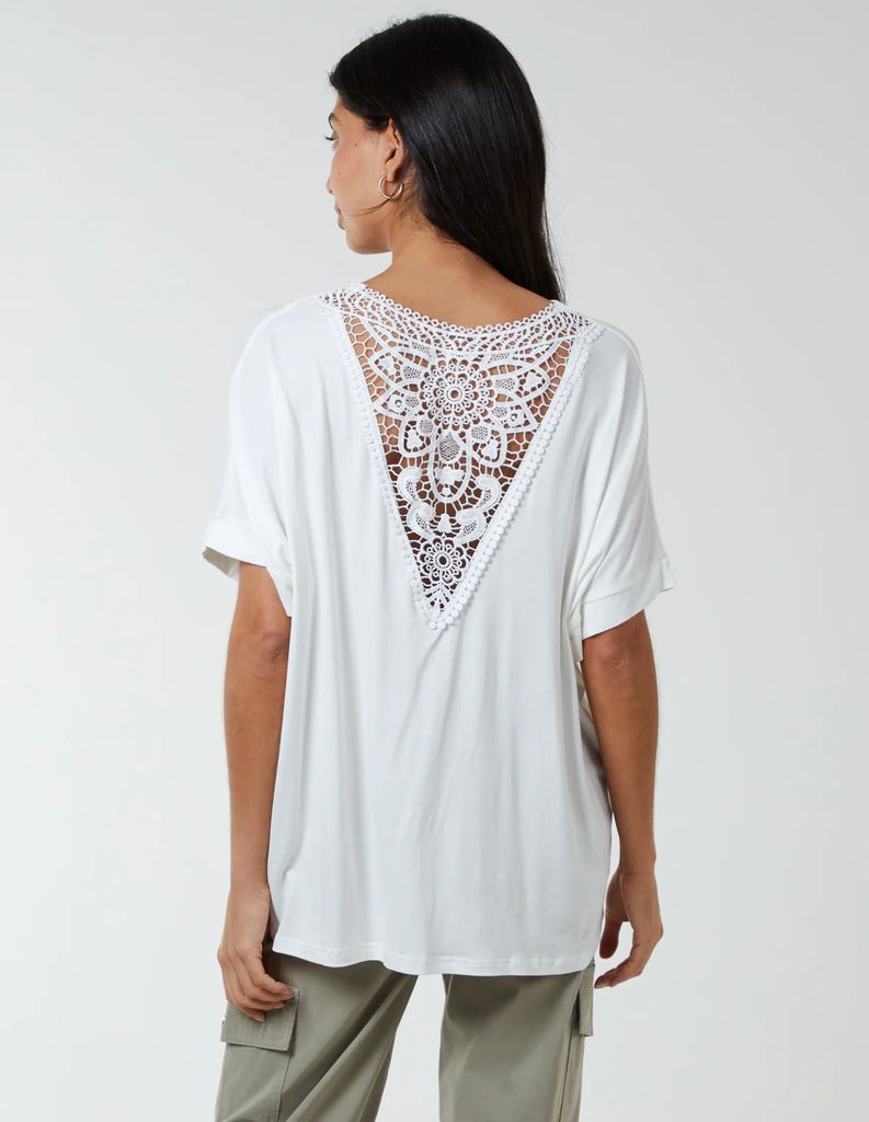 Butterfly Lace Back Top - S/M / IVORY