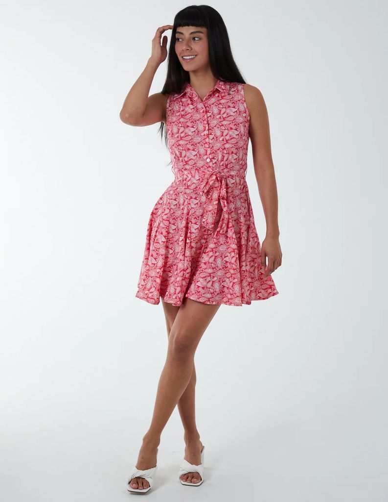 Sleeveless Mini Dress - 8 / RED