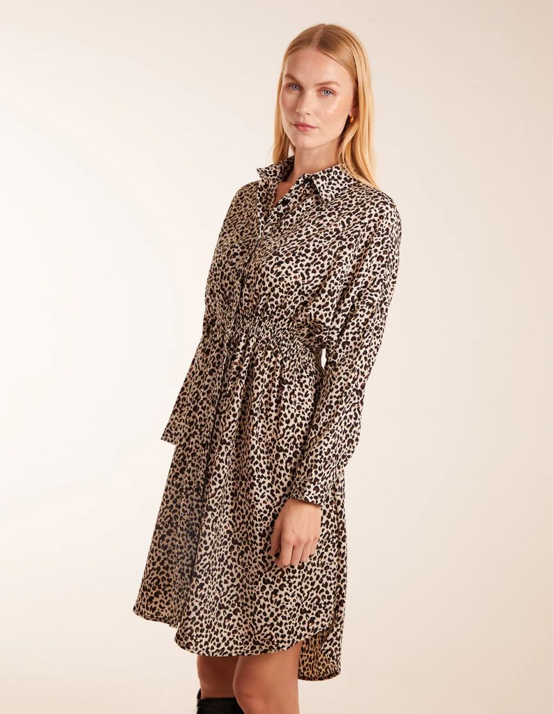 Leopard Shirt Dress - S / CREAM
