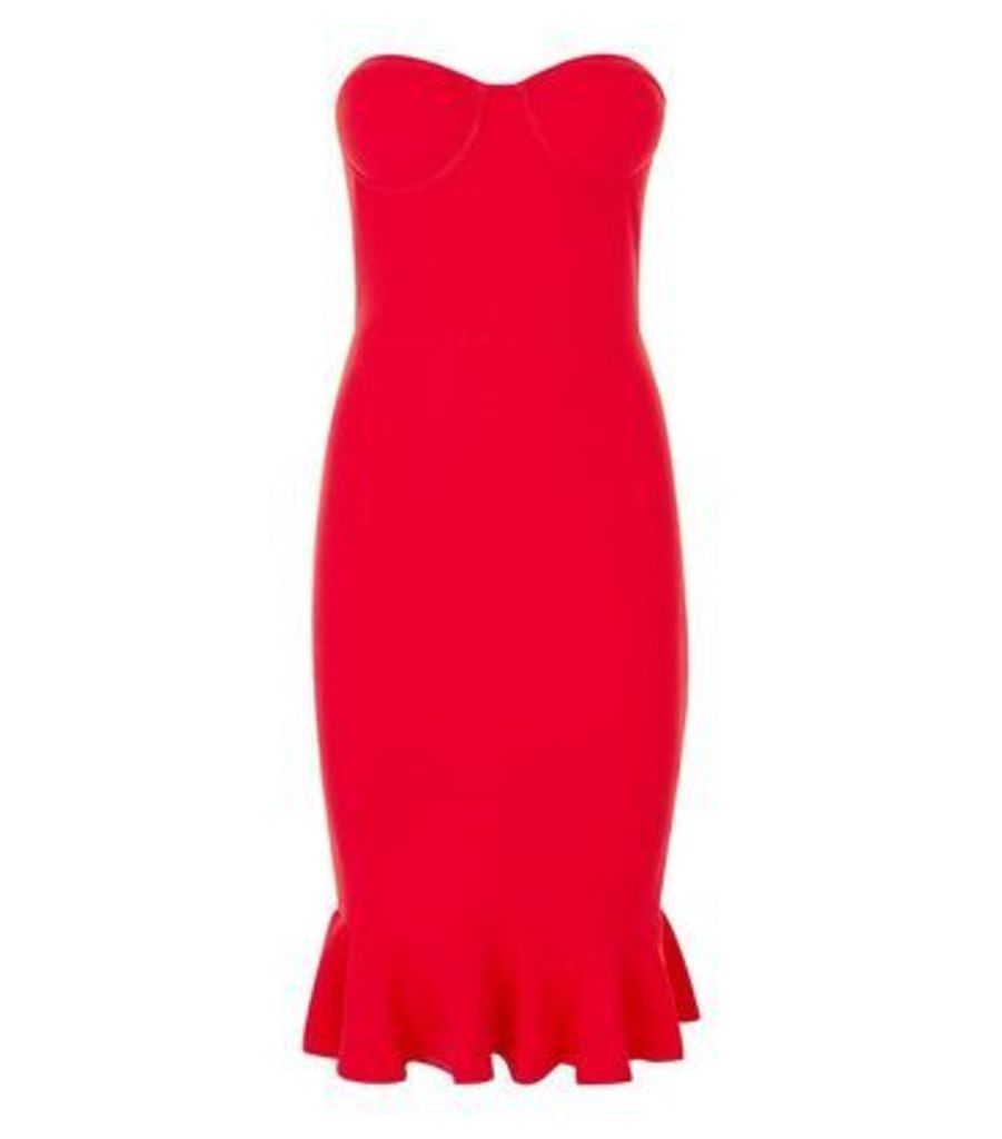 AX Paris Red Frill Hem Strapless Bodycon Dress New Look
