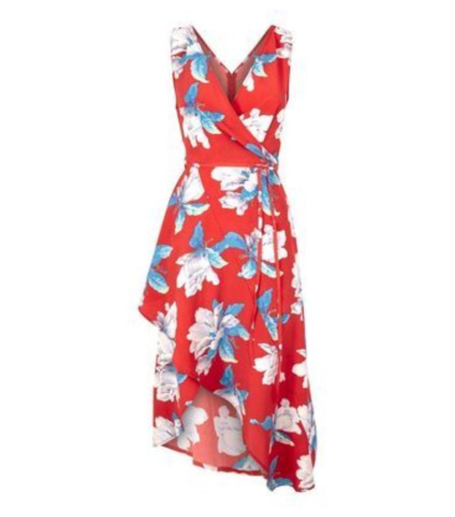 AX Paris Red Floral Wrap Front Dress New Look