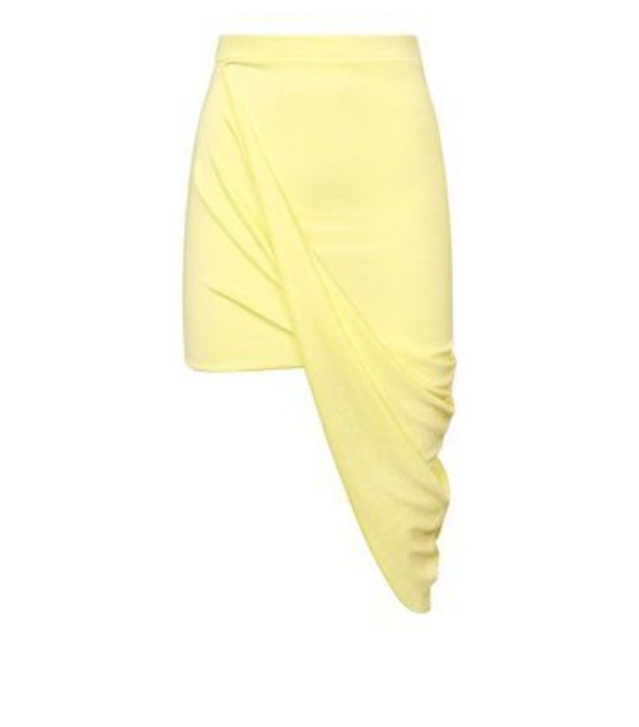 Yellow Draped Slinky Skirt New Look