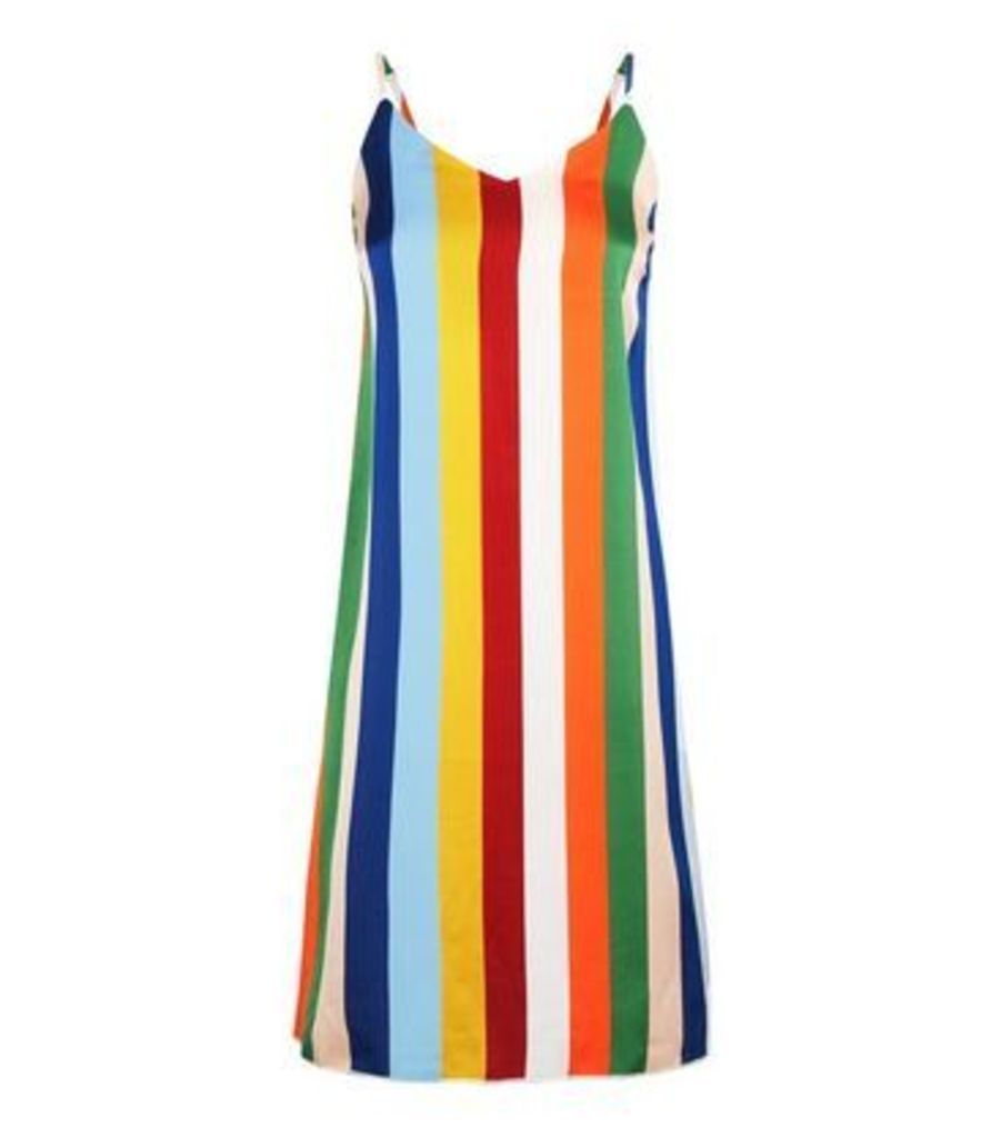 Rainbow Stripe Slip Dress New Look