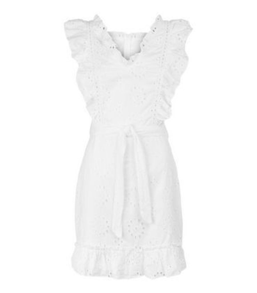 Parisian White Broderie Frill Dress New Look